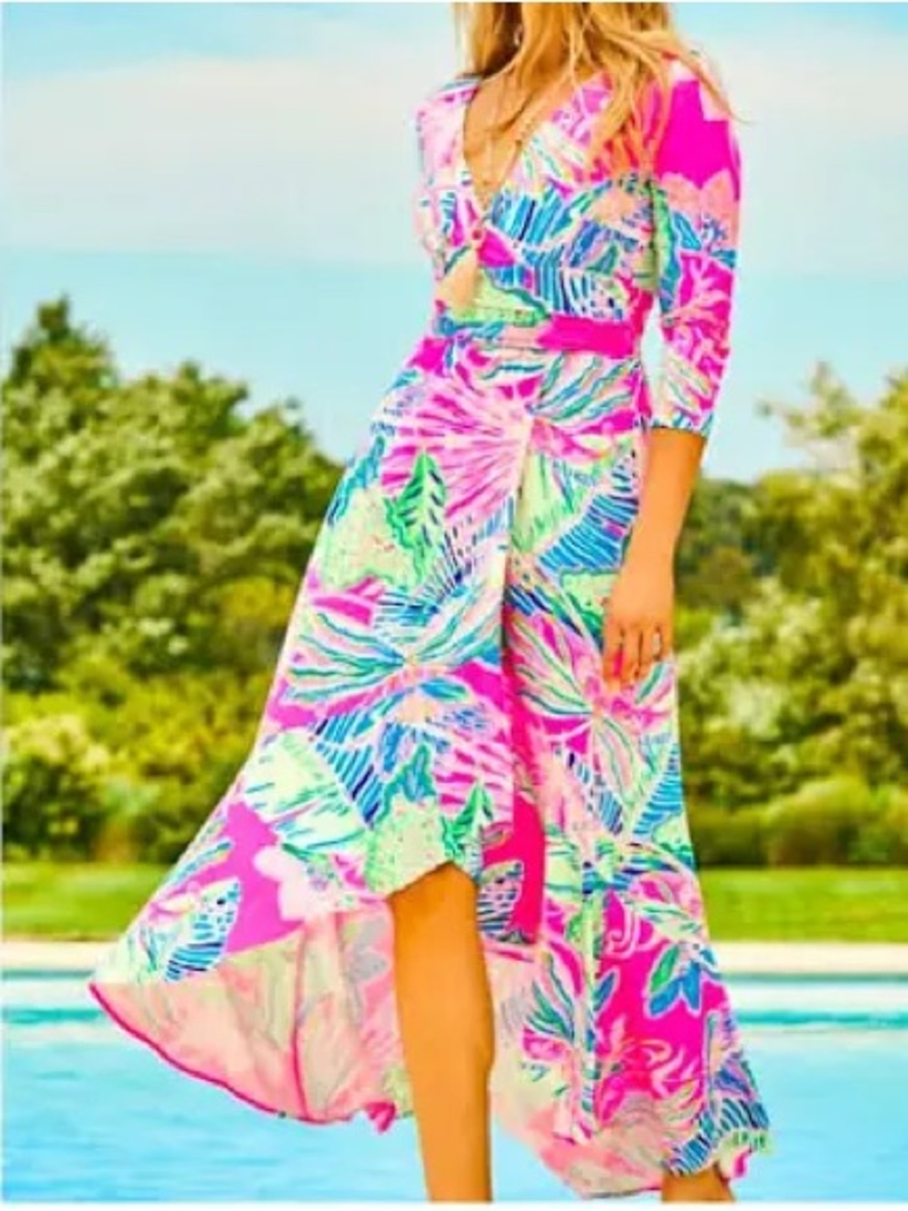 Lilly Pulitzer Pink Multi Tropical Print Maxi Dress